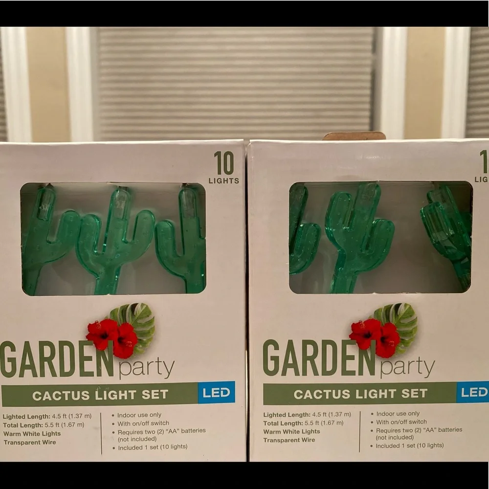 Cactus String Lights, Set of 2, 5.5 Feet, Warm White LED Lights, Cactus Lights